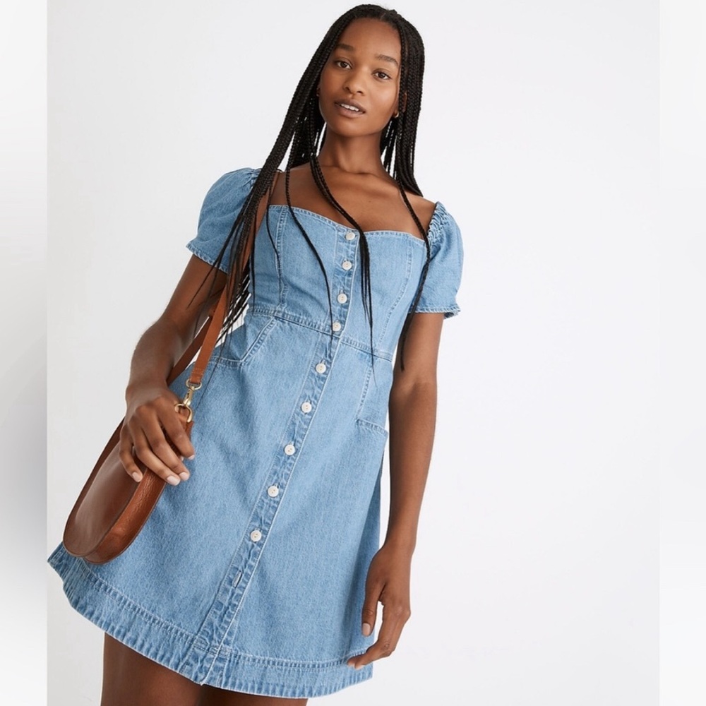 Madewell Puff Sleeve Denim Mini Dress